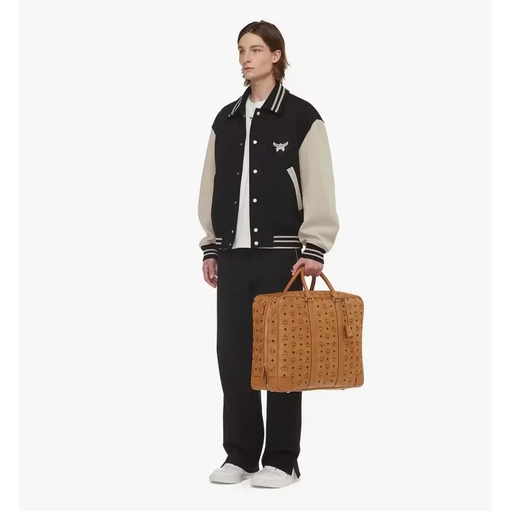 MCM Ottomar Suitcase in Visetos Tan Cognac Leather Weekender Monogram Logo $1390
